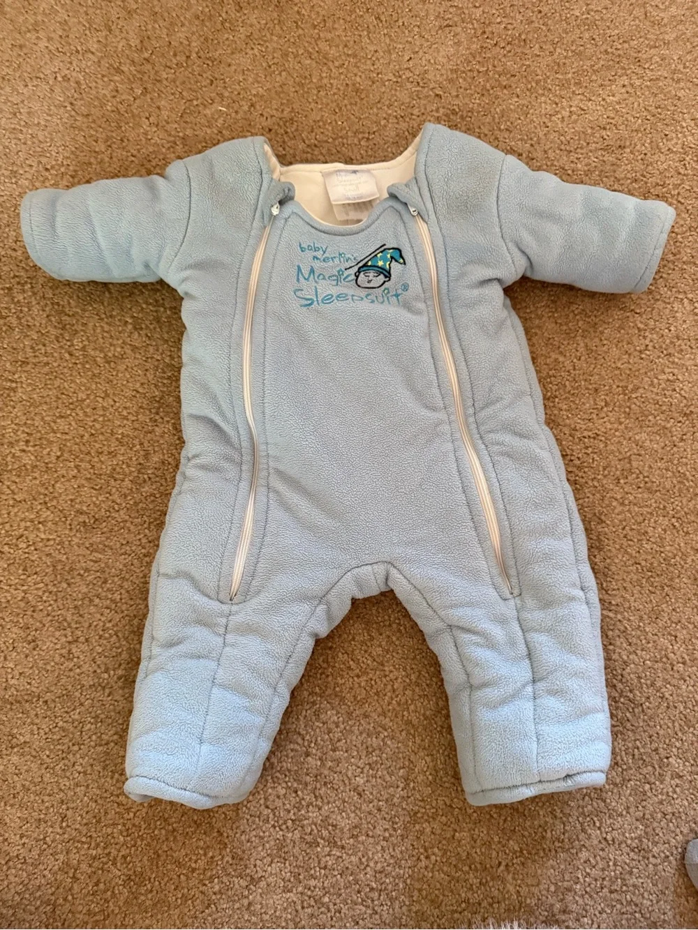 Magic Merlin Light Blue Fleece Baby Sleepsuit